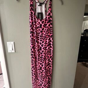 Shein Pink Leopard Print Maxi Dress